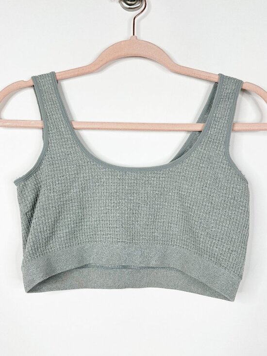2/$30 Lucky Brand Waffle Knit Cropped Tank Top Gray XL #BAG2 - Picture 4 of 9